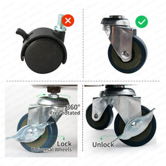 Kaoolaa caster close-up displaying solid rubber wheel for floor-safe rolling