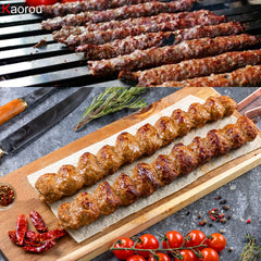 kaorou close-up of flat stainless blade preventing food rotation for even cooking
