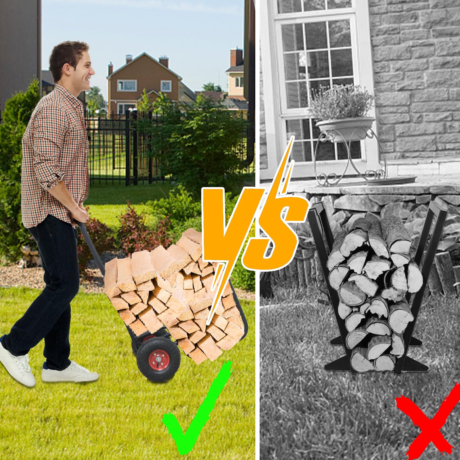 Kapler firewood cart 600D Oxford fabric detail repels moisture and contains debris