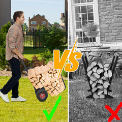 Kapler firewood cart 600D Oxford fabric detail repels moisture and contains debris