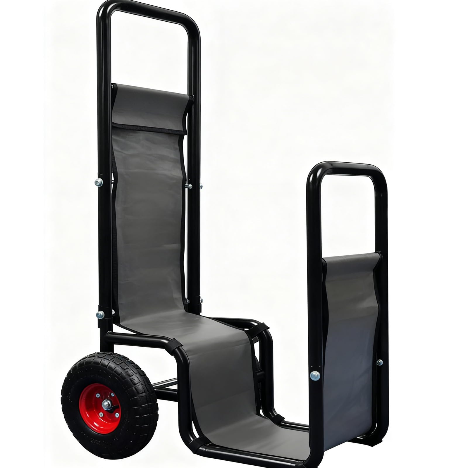 Kapler firewood cart front view showing sturdy frame and bed for stable hauling