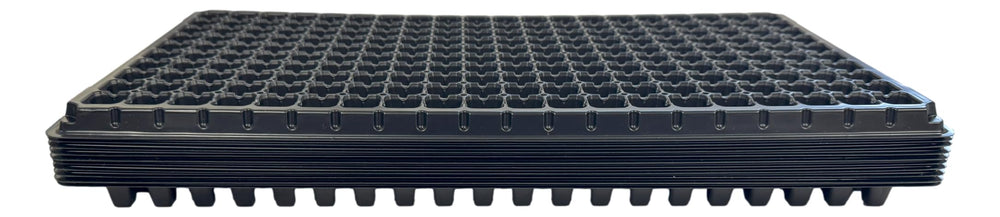 Kapok Candle Co tray with young seedlings in place showing efficient germination benefit