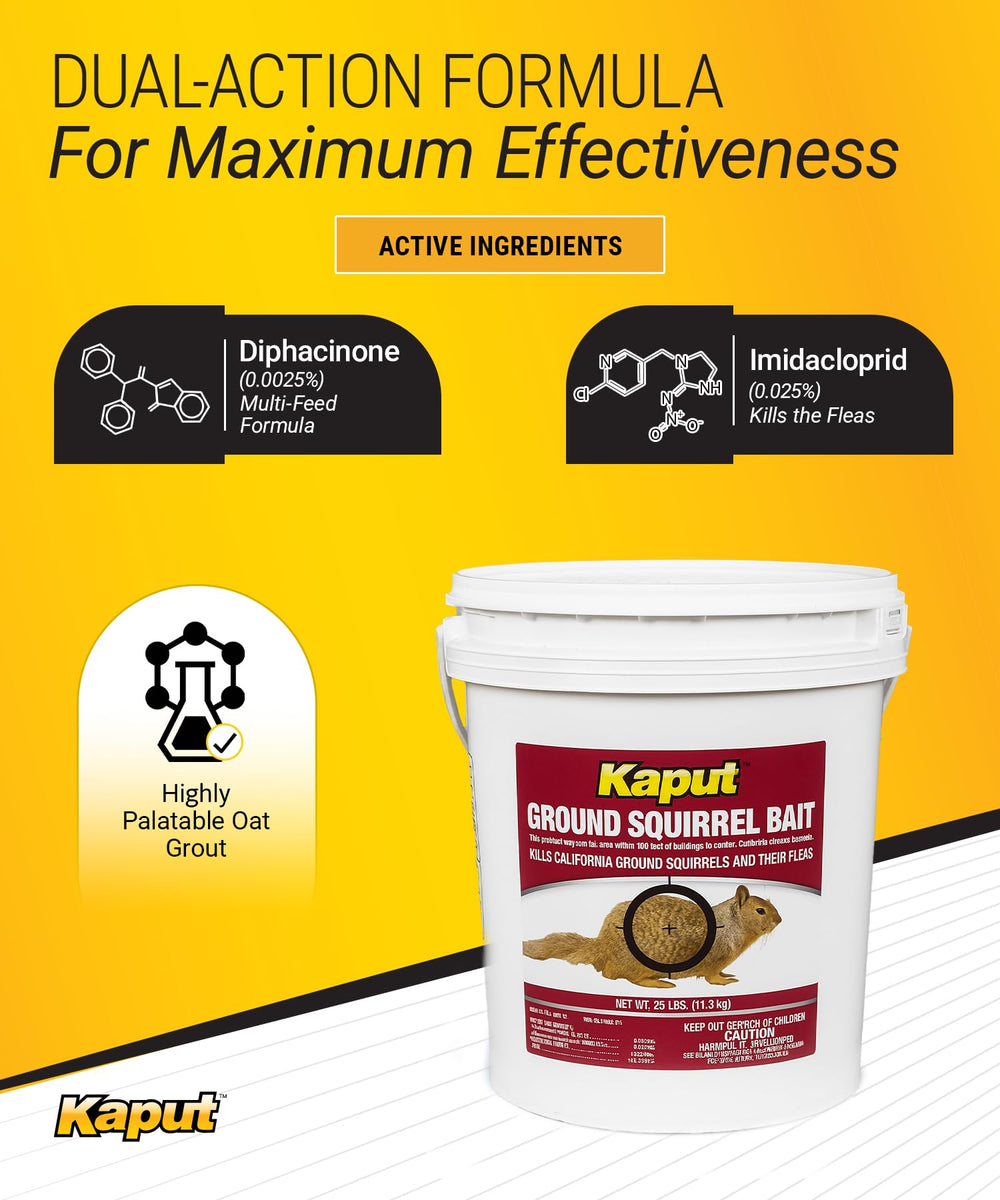 Kaput bait granules close-up showing texture and attractant benefit