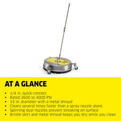Kärcher close-up of dual spinning nozzles proving faster, more even cleaning