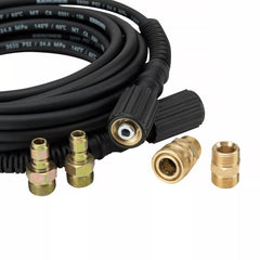Kärcher hose attached to pressure washer in use showing cleaning power