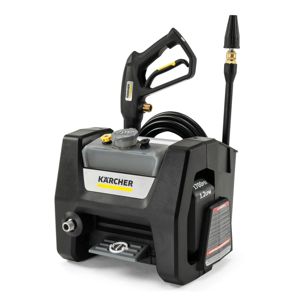 Kärcher K1700 front view showing compact cube design and easy portability benefit