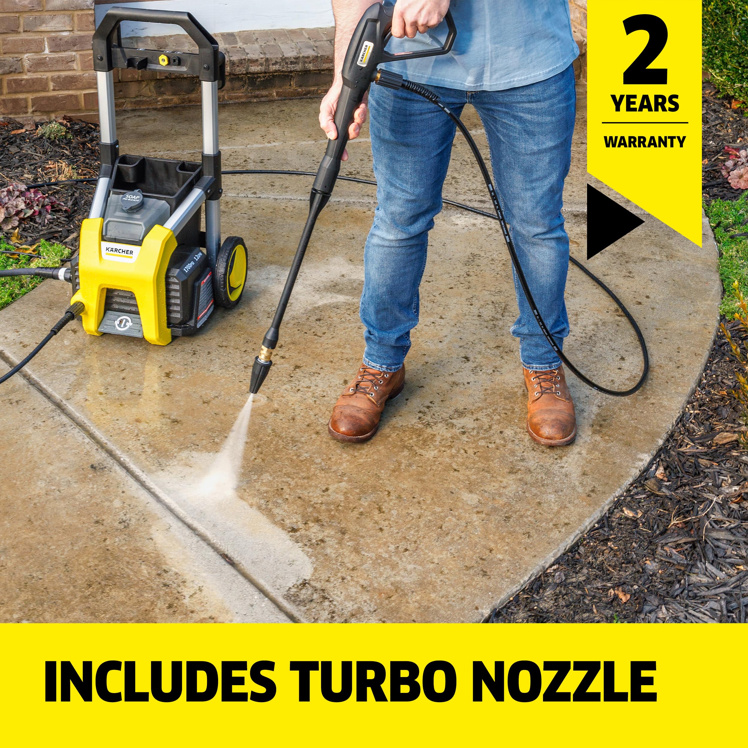 Kärcher K1700 cleaning a car demonstrating effective washing and safe pressure
