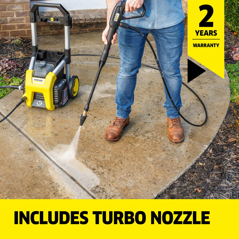 Kärcher K1700 cleaning a car demonstrating effective washing and safe pressure