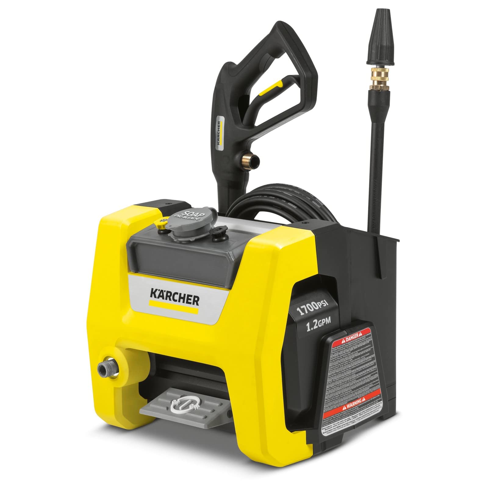 KÄRCHER K1700 Cube beside a hand to show size and easy carrying