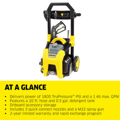 Kärcher K1800PS accessory storage detail keeping wand, gun, and hose neatly secured for convenience