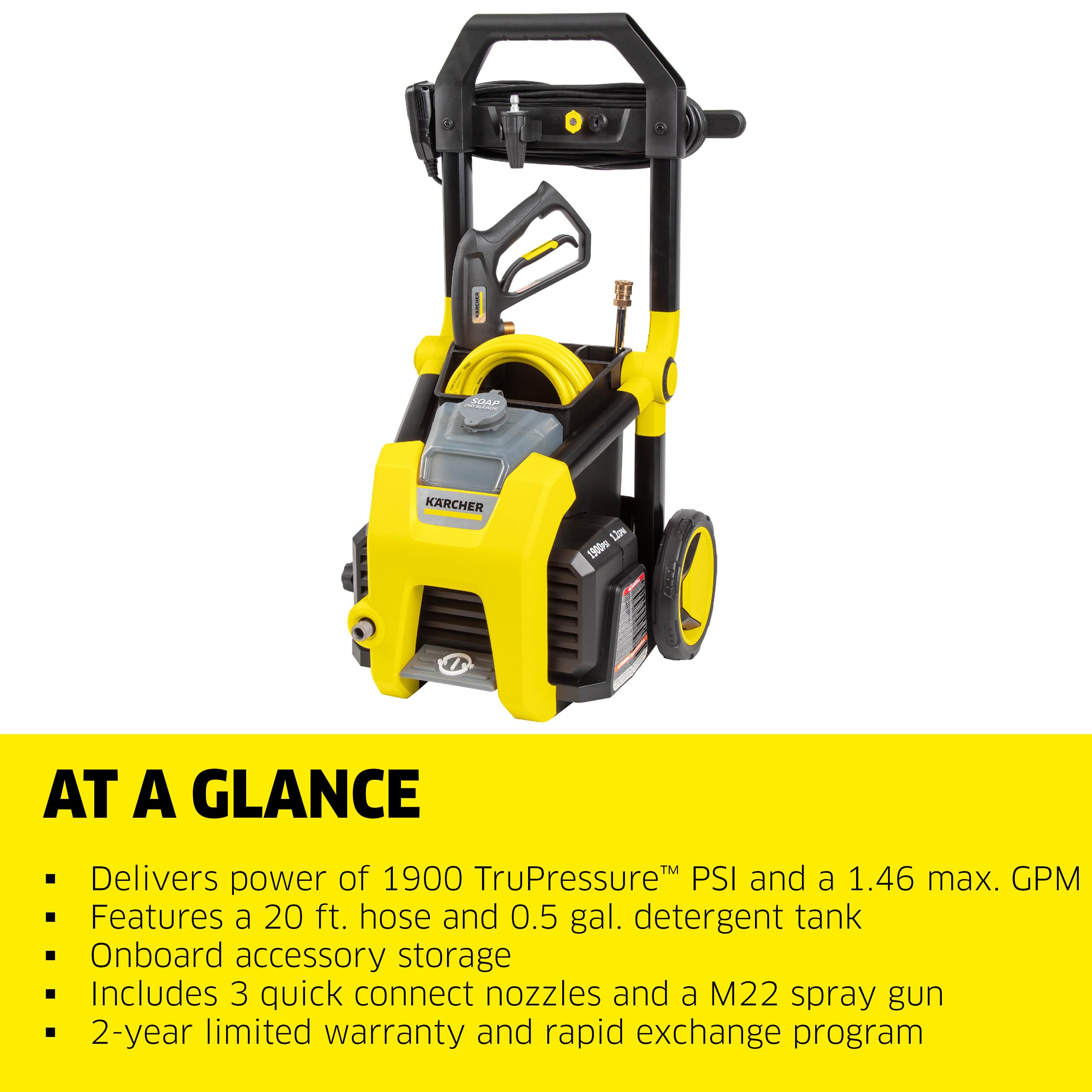 Kärcher K1900PS three nozzles and stainless steel wand for versatile cleaning power
