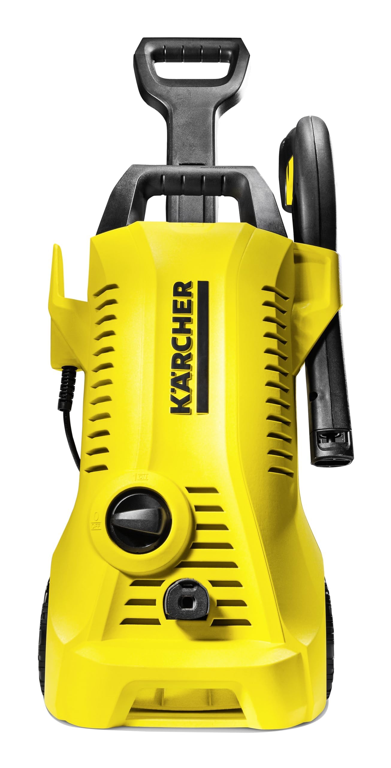 Kärcher K2 front view showing compact housing and control for easy storage