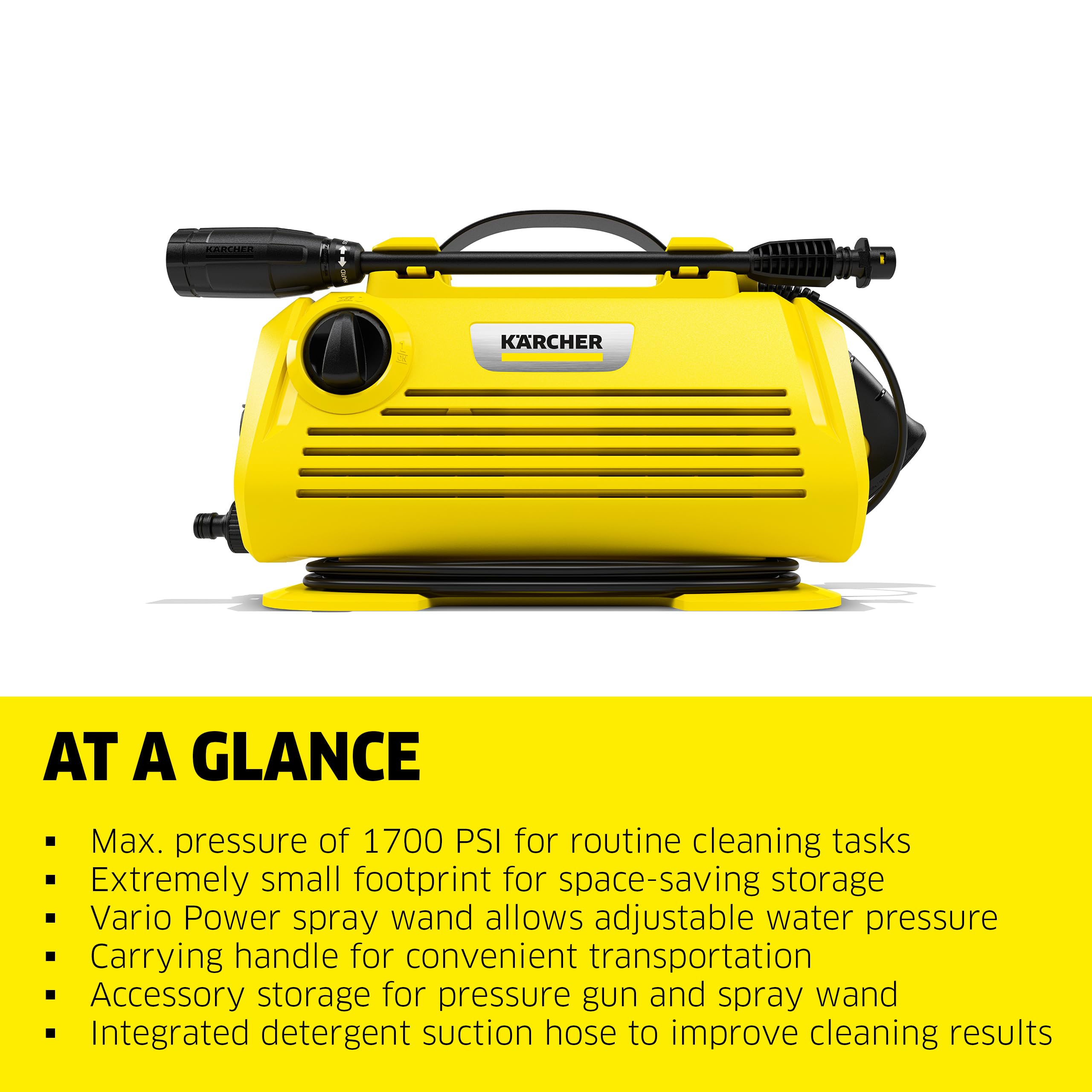 Kärcher K2 Horizontal detergent suction in use showing improved cleaning performance