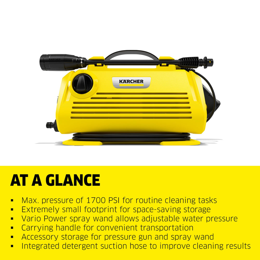 Kärcher K2 Horizontal detergent suction in use showing improved cleaning performance