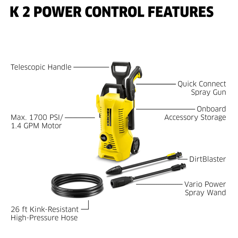 Kärcher 26 ft high-pressure hose on onboard reel for extended reach