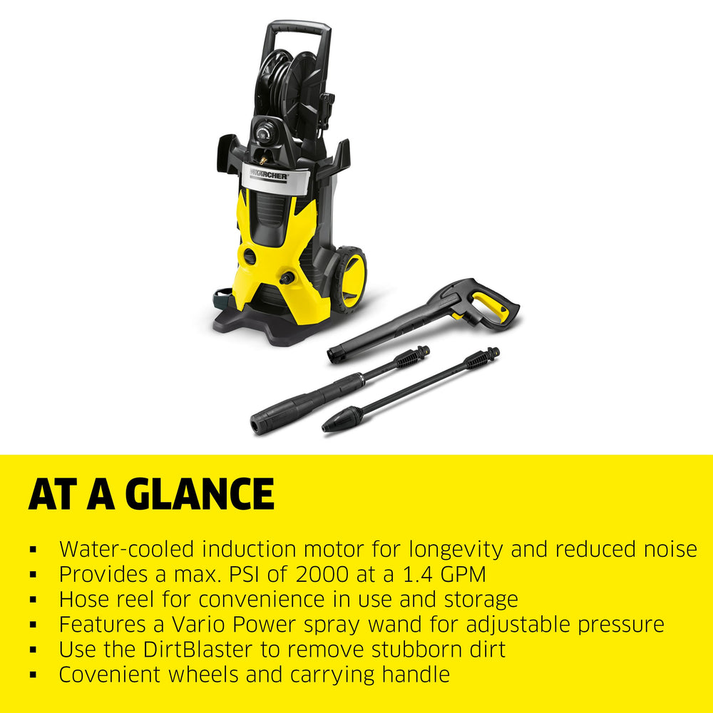 KÄRCHER K5 Premium hose reel detail protecting hose and simplifying storage