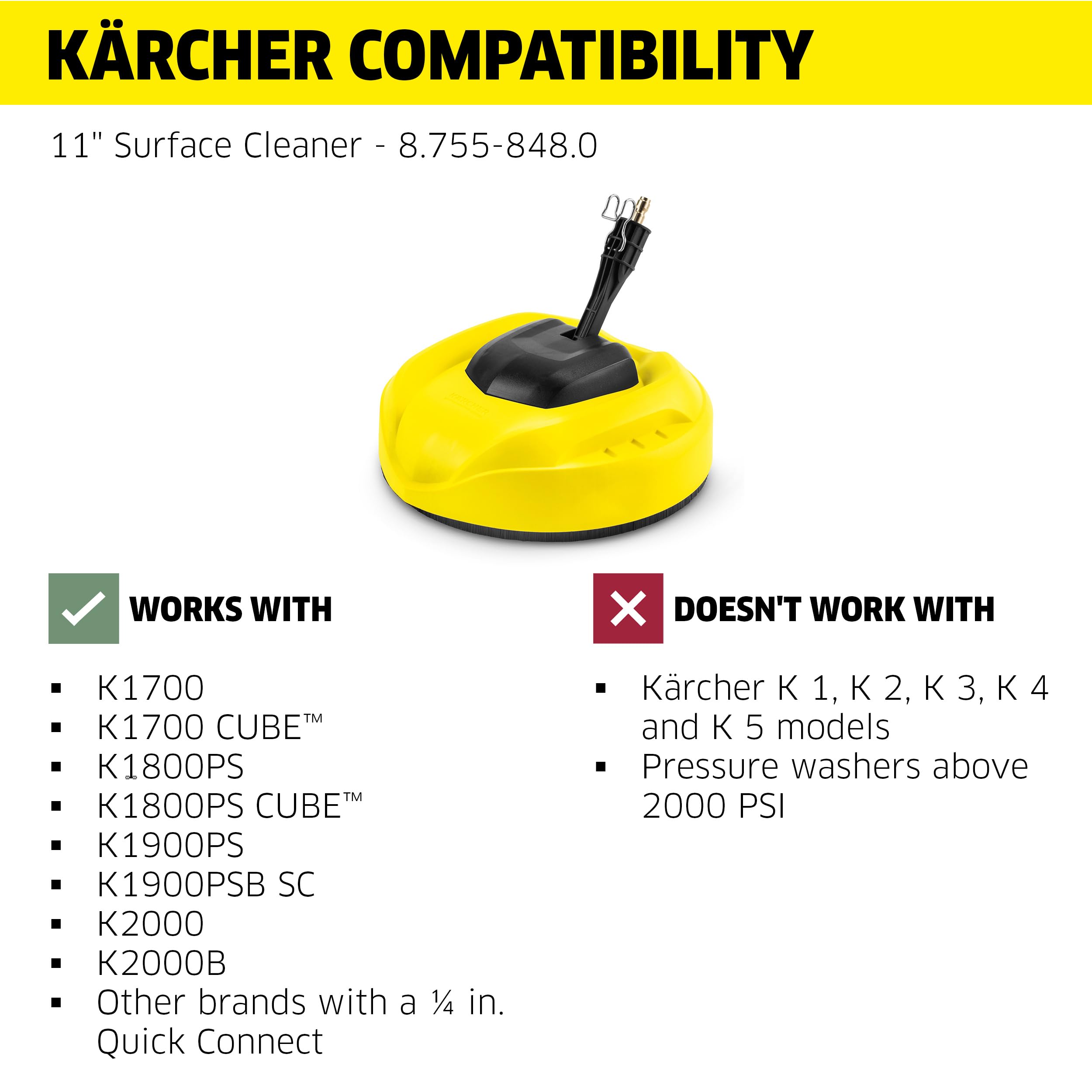 Kärcher packaging and compatibility label clarifies model fit and safe use