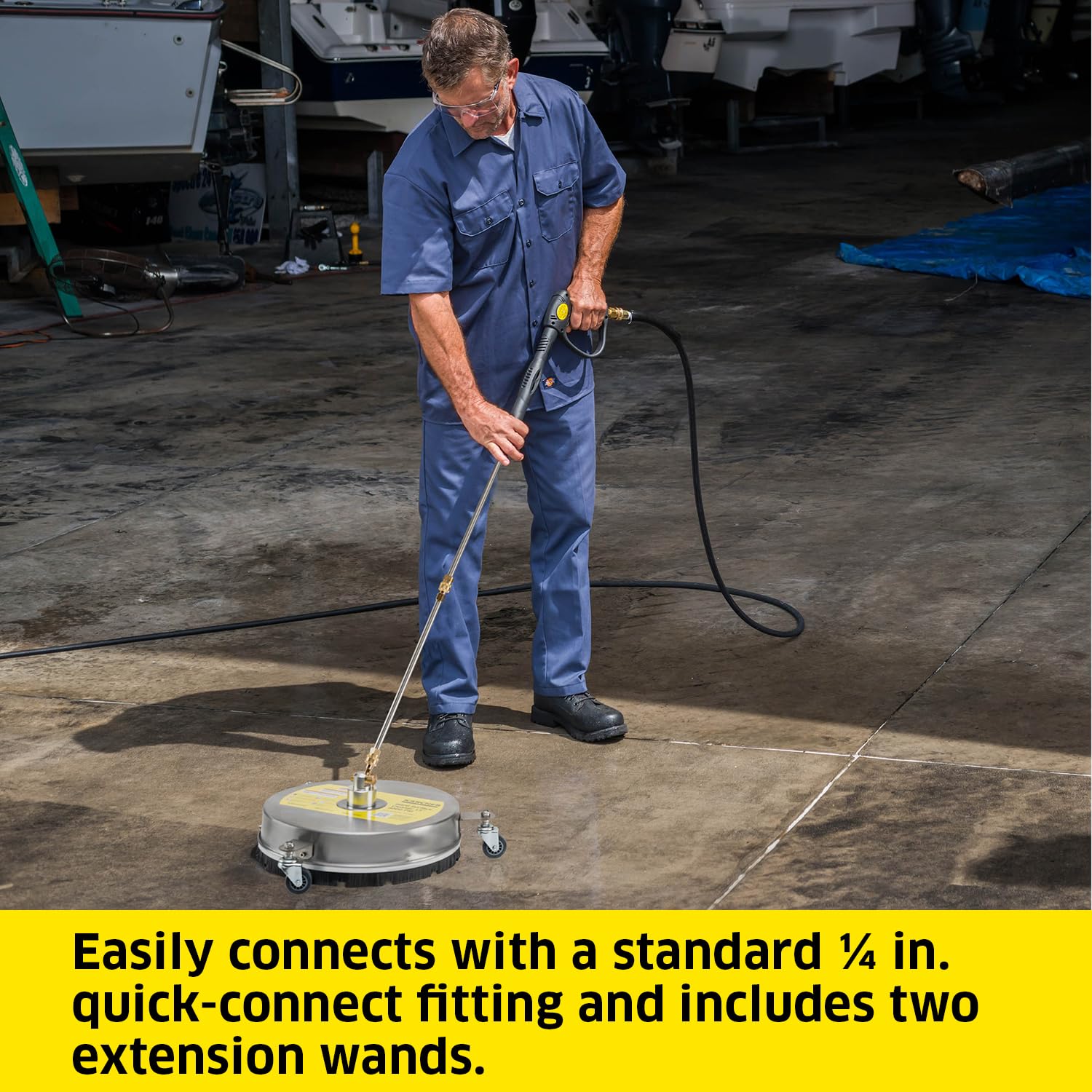 Kärcher quick-connect hose attachment for fast setup and broad compatibility
