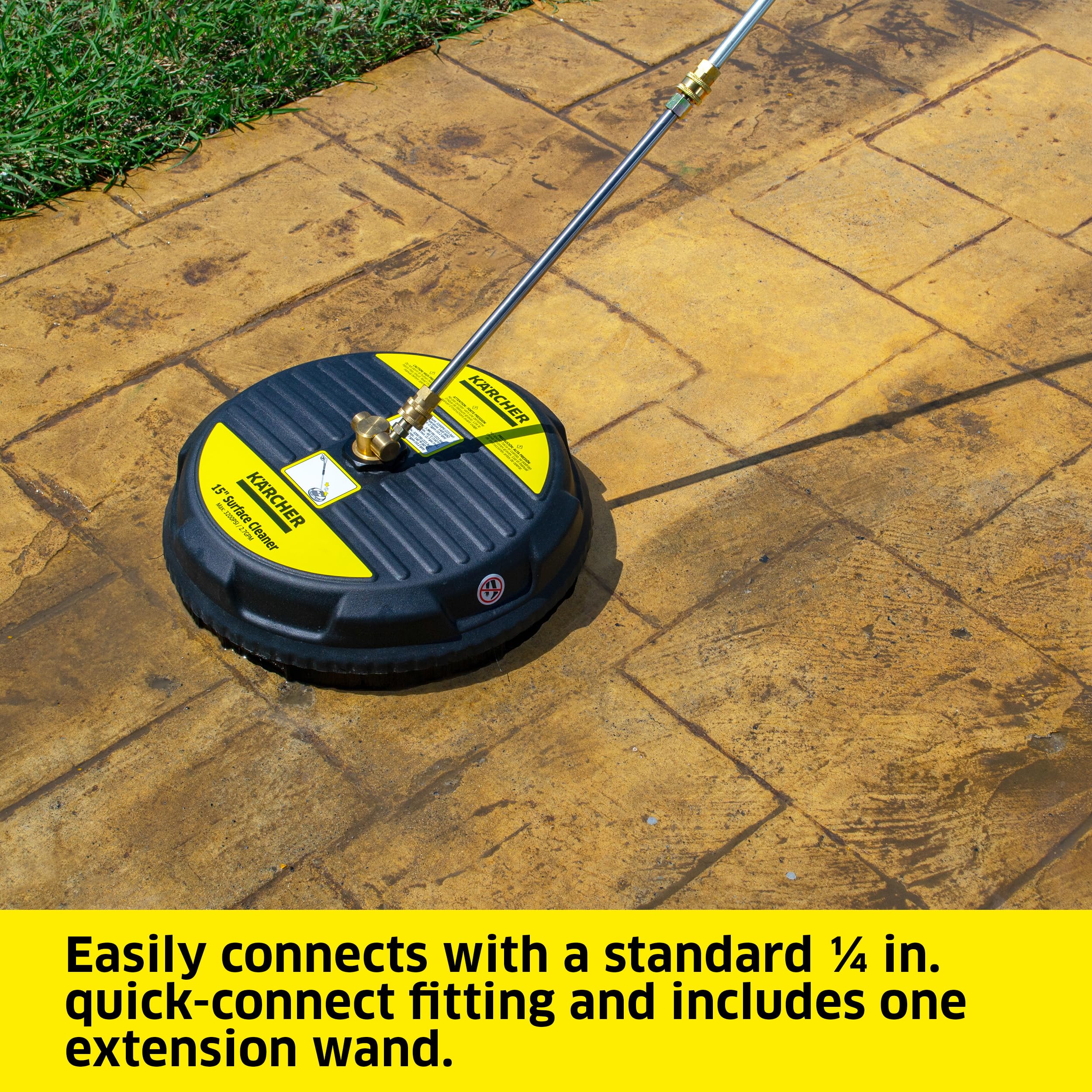 KÄRCHER cleaning a driveway demonstrating faster area coverage and less water