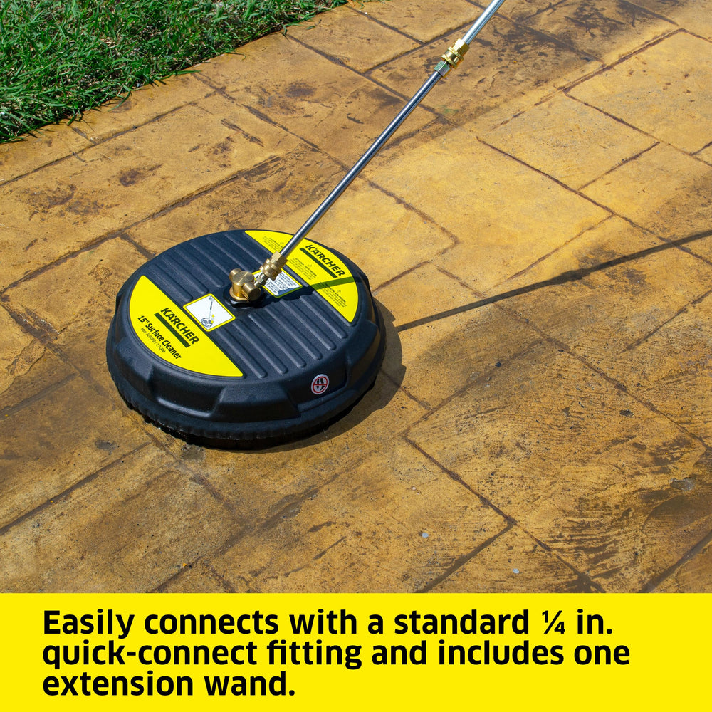 KÄRCHER cleaning a driveway demonstrating faster area coverage and less water
