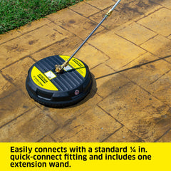 KÄRCHER cleaning a driveway demonstrating faster area coverage and less water