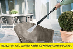 Kärcher wand in use on driveway demonstrating adjustable pressure saves time