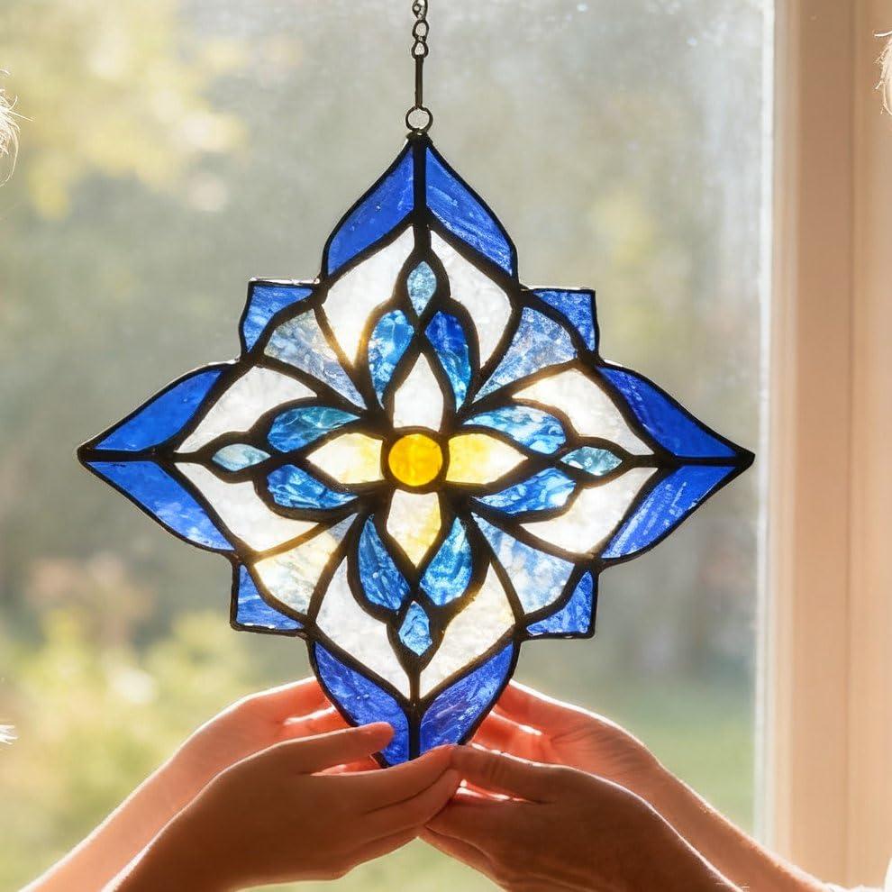 Karhuimoyi close-up showing stained glass texture and precise copper-foil seams