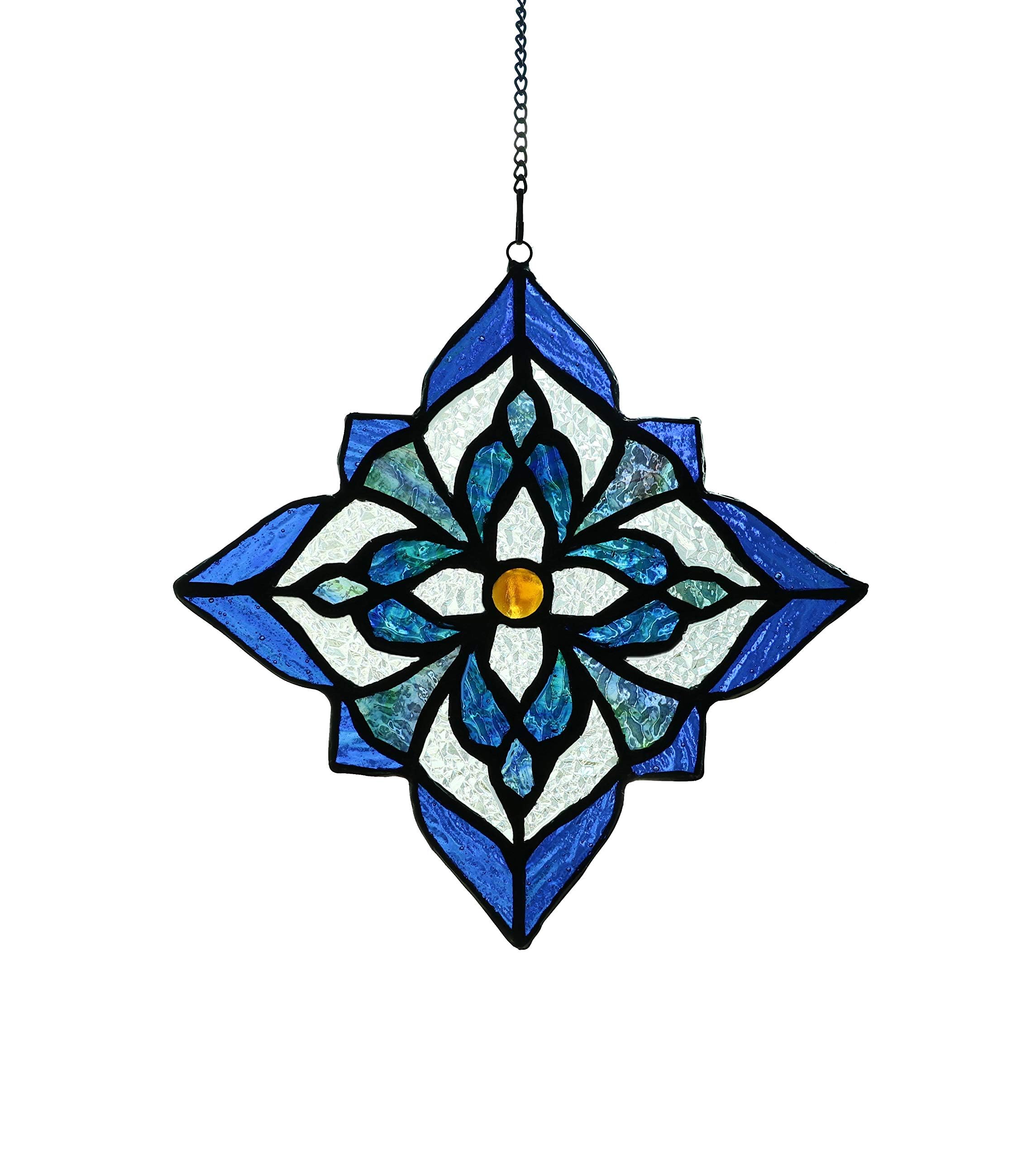 Karhuimoyi front view of blue flower panel showing vibrant colors and artisan design