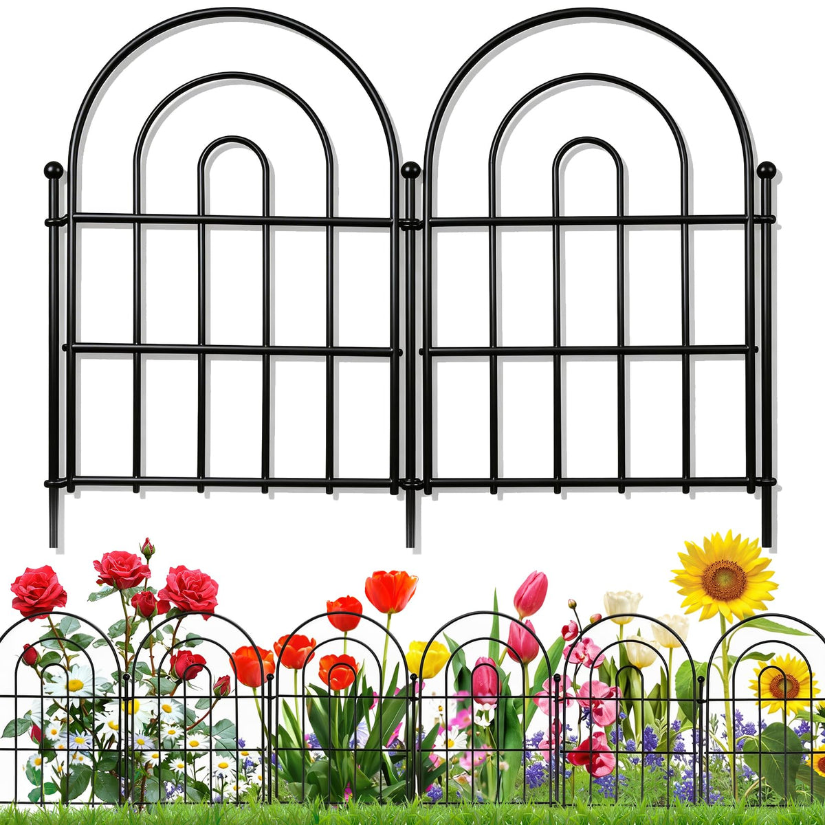 Karlliu front view of connected fence panels showing neat garden border and curb appeal