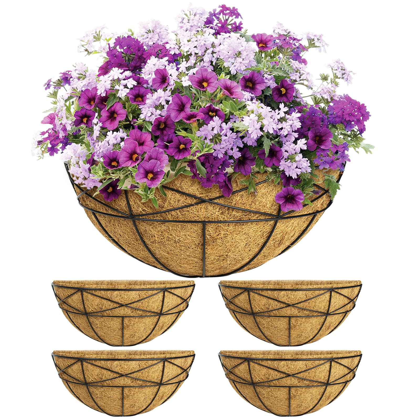 Karlliu front view of four 16-inch planters showing neat flower display for compact gardening