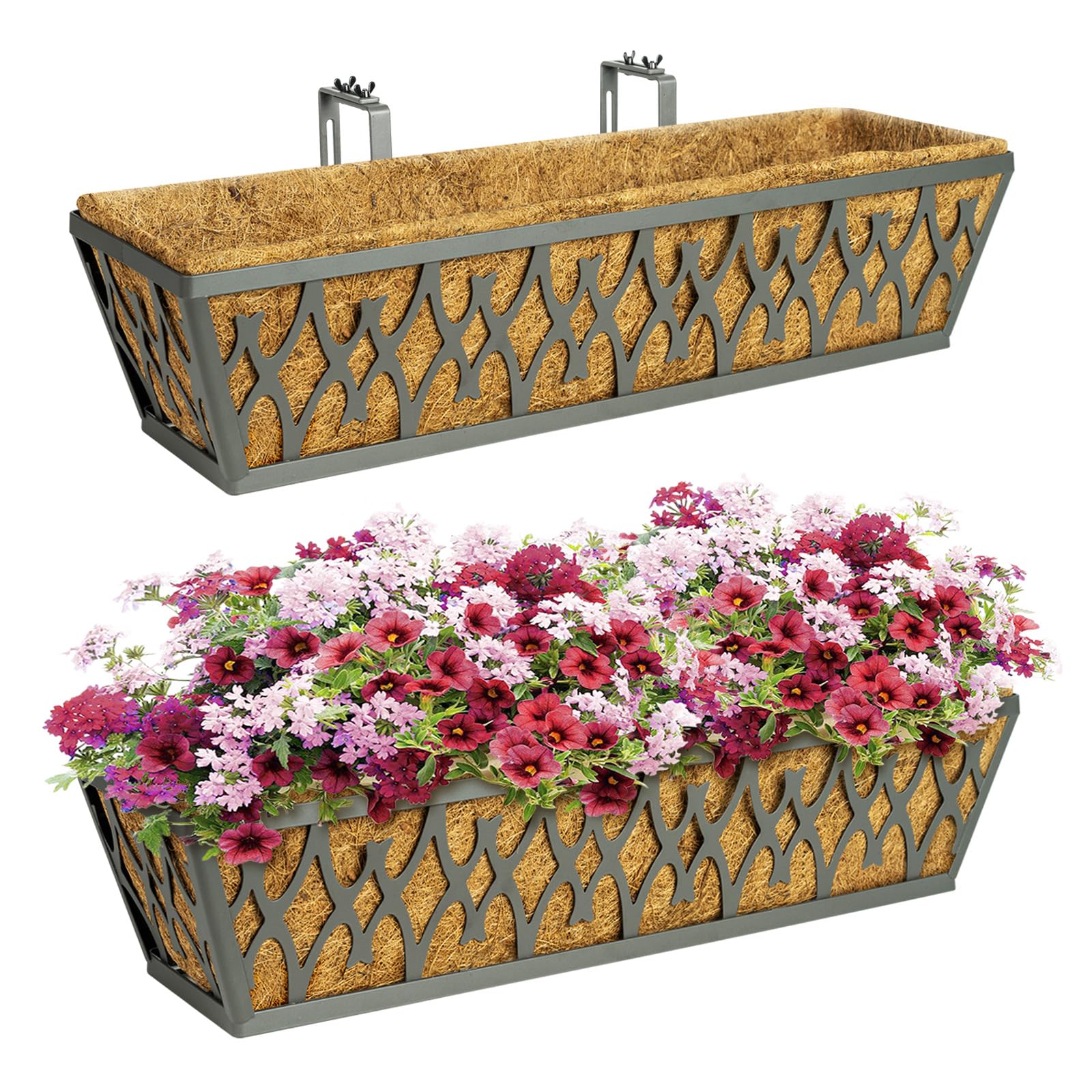 Karlliu front view of 24-inch window box showing sleek finish and curb appeal