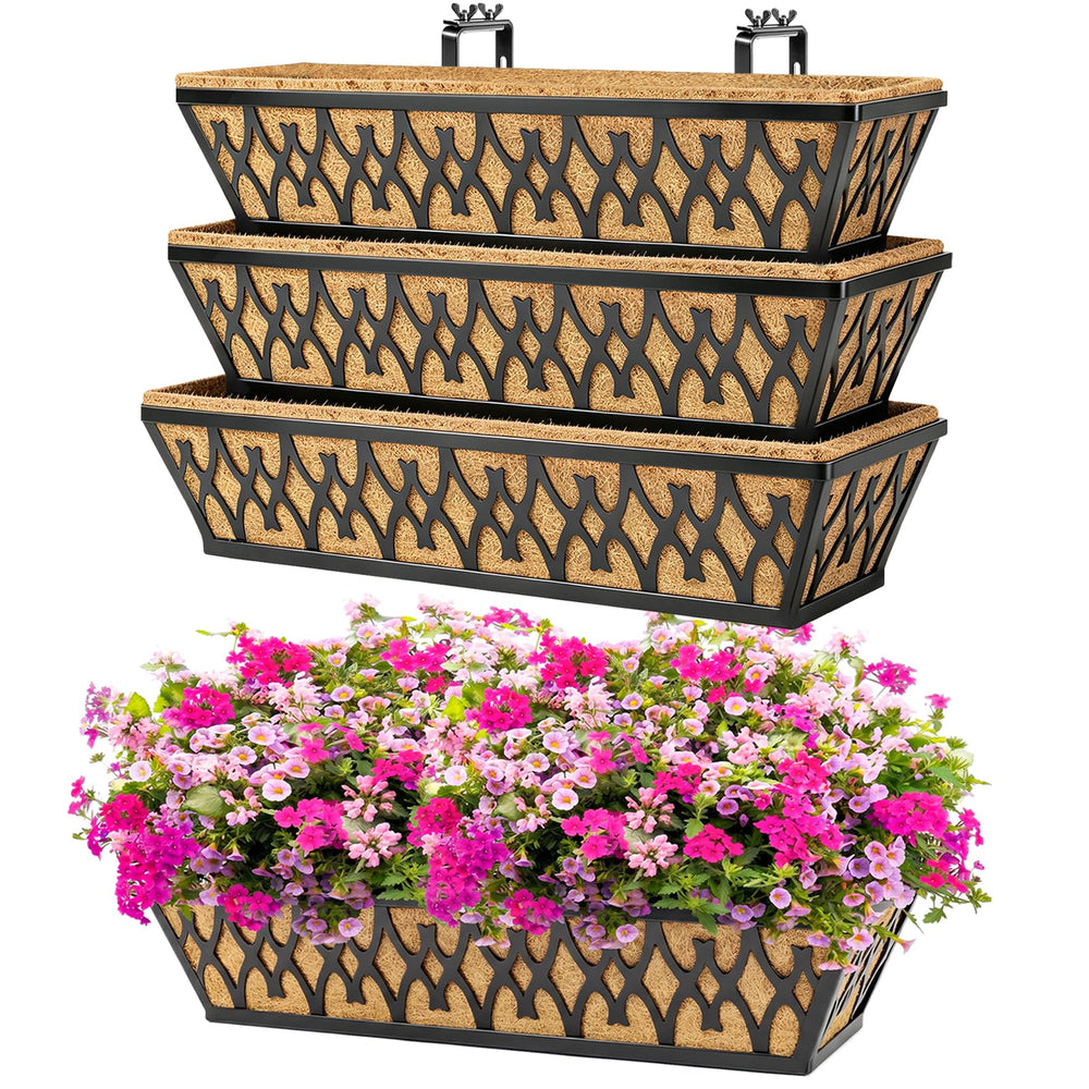 Karlliu front view of 24-inch window box showing sleek black finish and capacity
