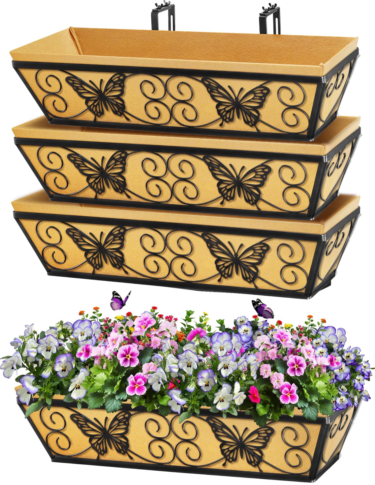 Karlliu front view of 24 inch window box showing decorative frame and benefit of curb appeal