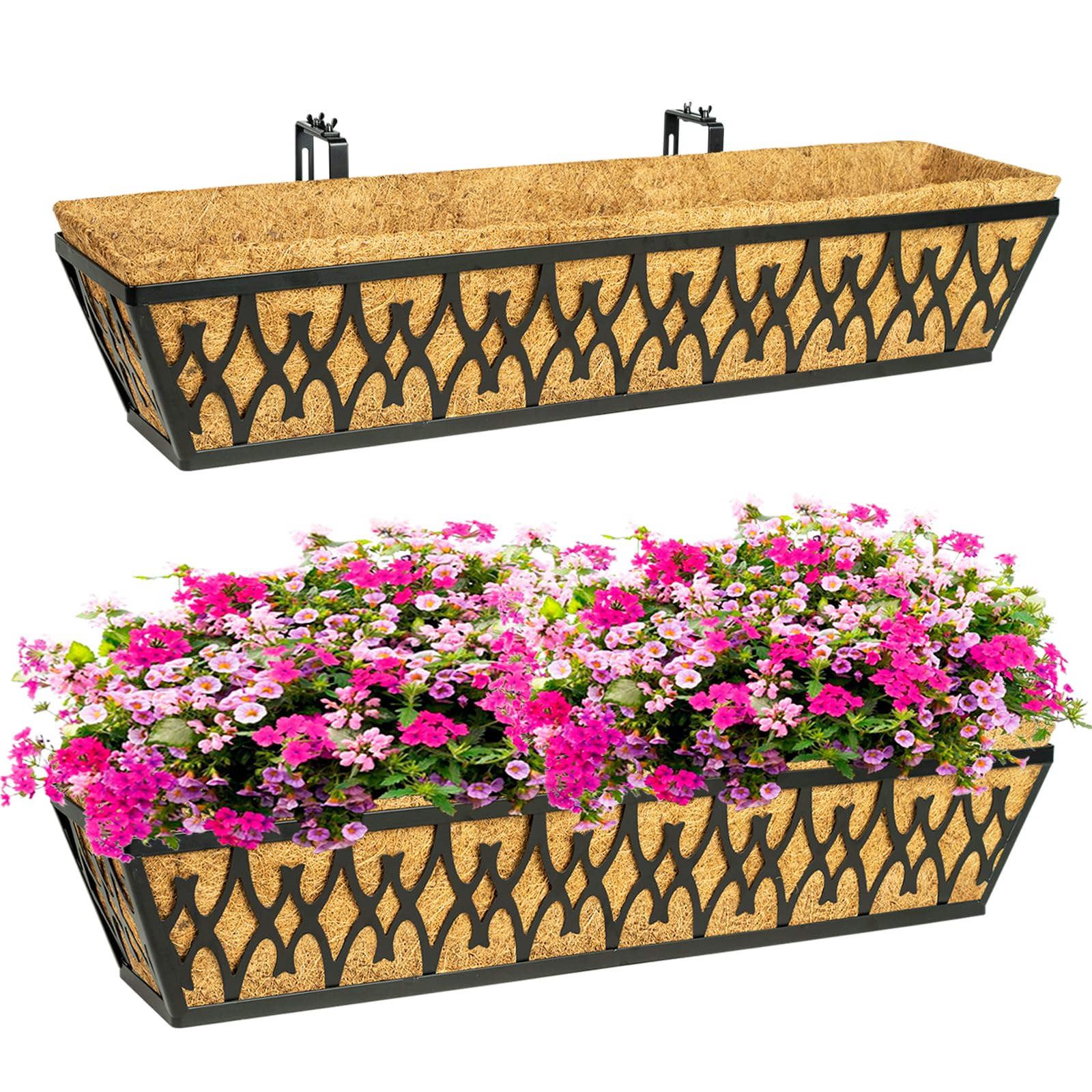 Karlliu front view of 30 inch window box showing sleek black finish and strength