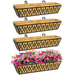 Karlliu front view of four 30-inch black window boxes showing clean lines and durability