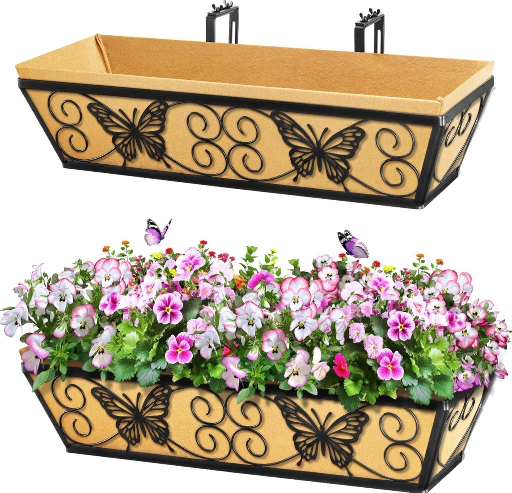 Karlliu front view of 24-inch planter showing decorative frame and benefit of curb appeal