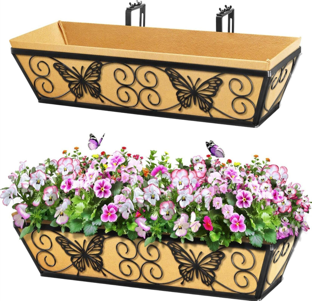 Karlliu front view of 24-inch planter showing decorative frame and benefit of curb appeal