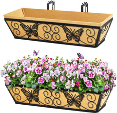 Karlliu front view of 24-inch planter showing decorative frame and benefit of curb appeal