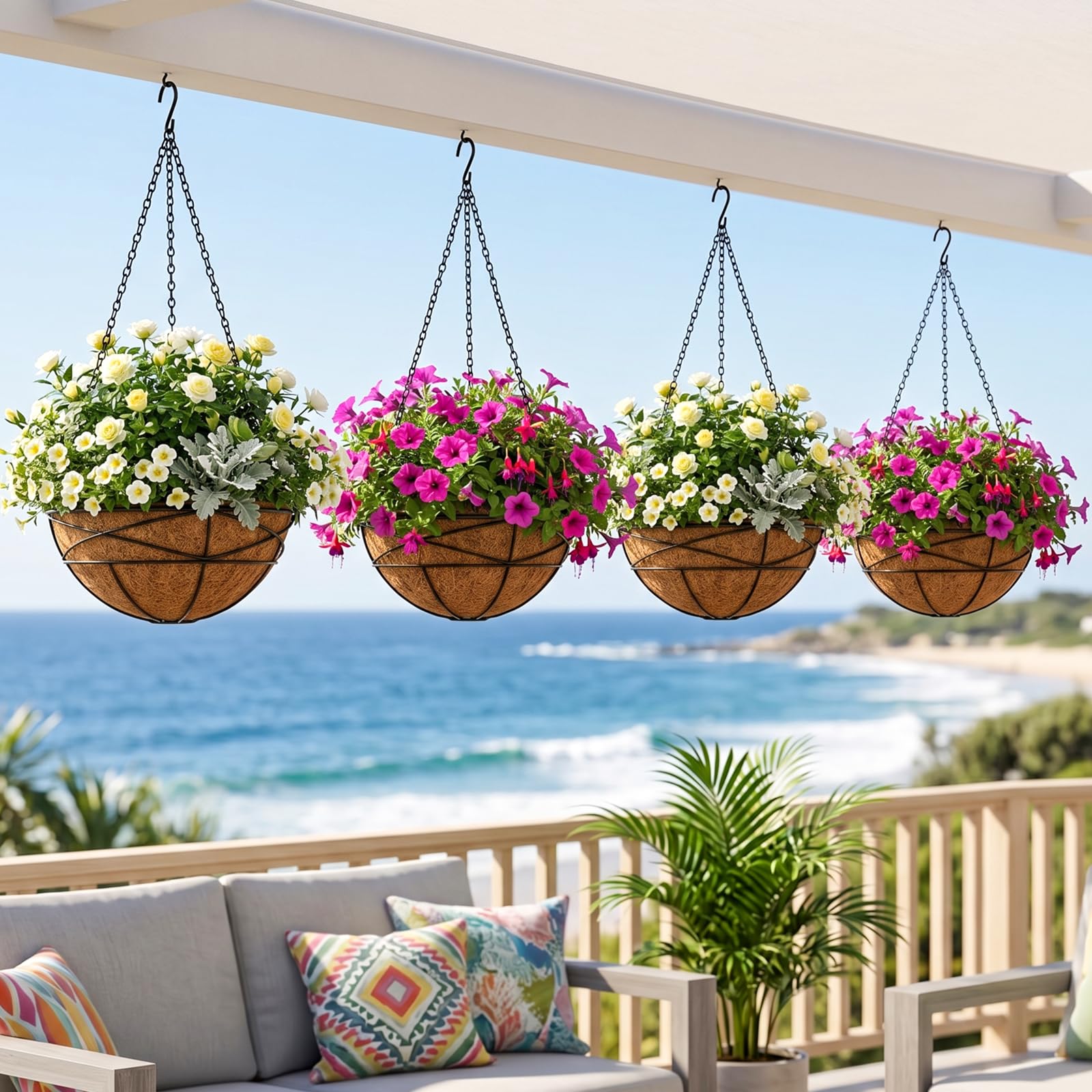 Karlliu group of four hung on balcony for coordinated garden decor and visual impact