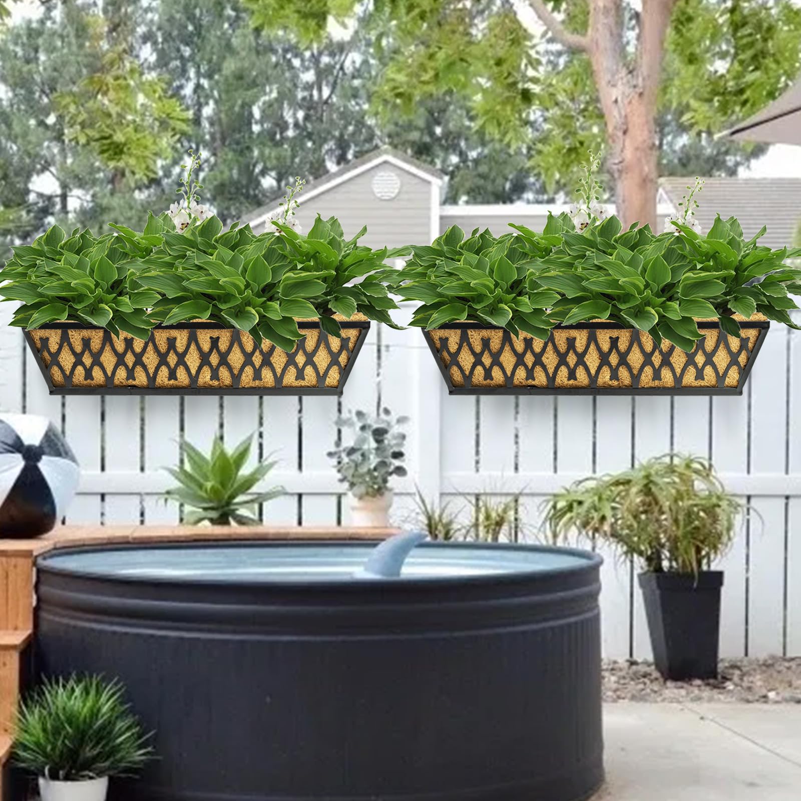 Karlliu lifestyle porch display with flowers enhancing outdoor decor