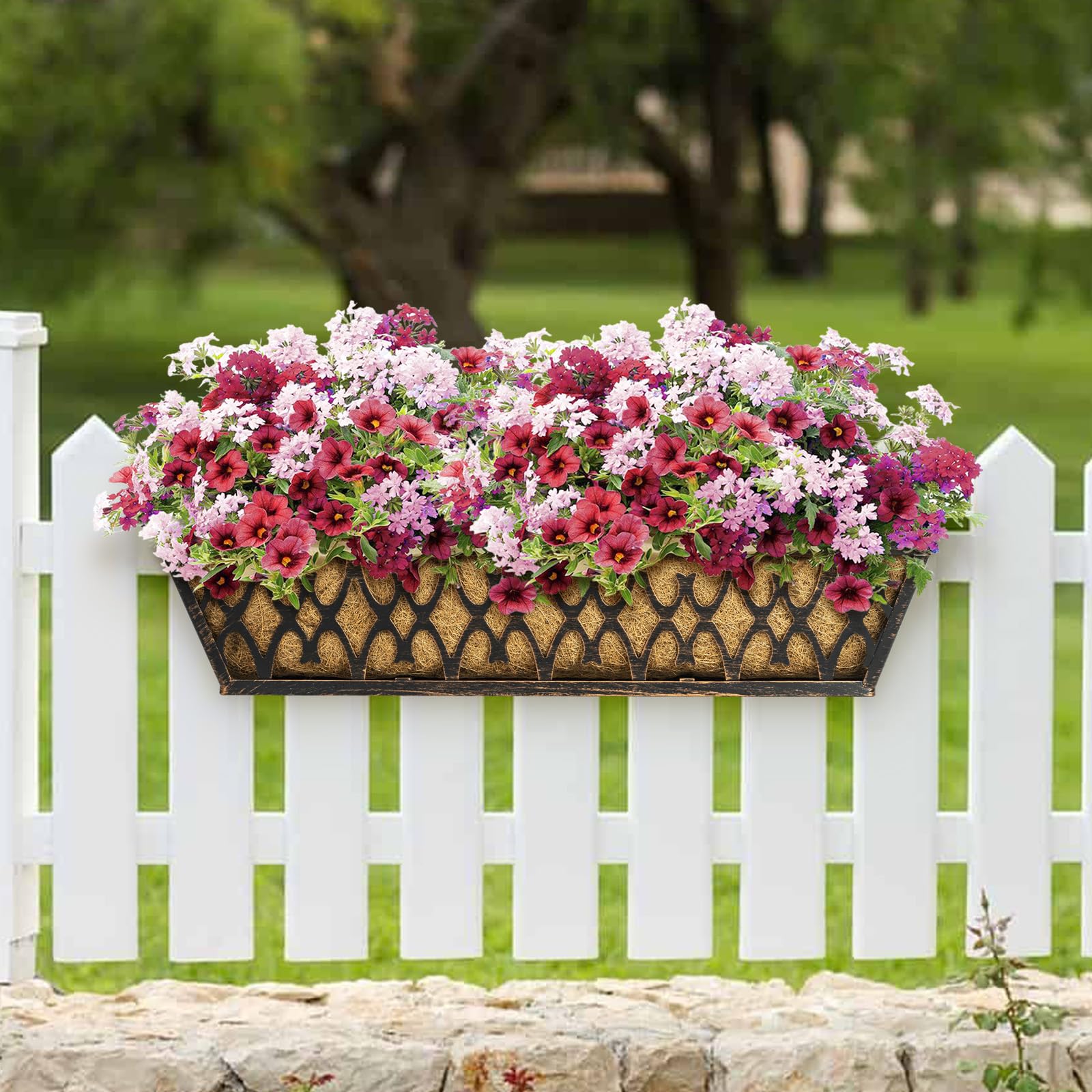 Karlliu planter hung on balcony railing showing space-saving decorative display