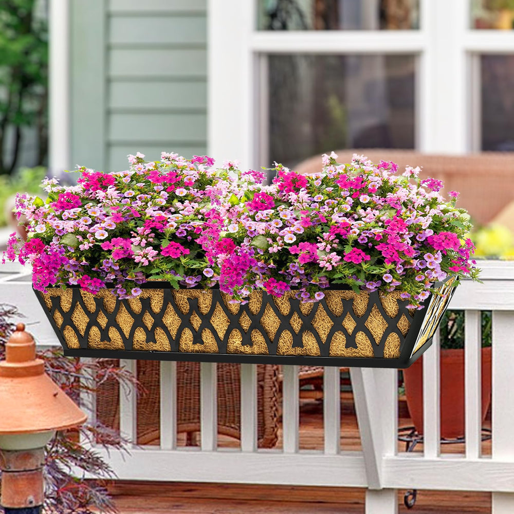 Karlliu planter mounted on balcony railing demonstrating space-saving planting