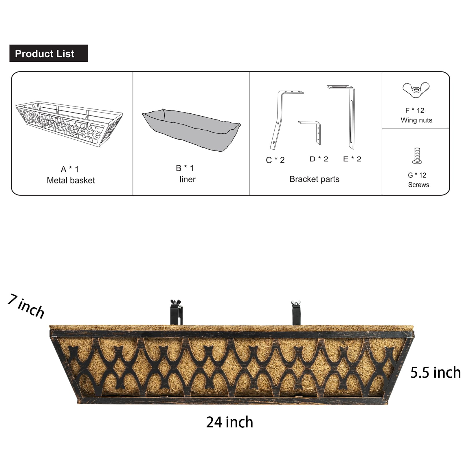 Karlliu planter next to ruler showing 24-inch scale for sizing and fit confirmation