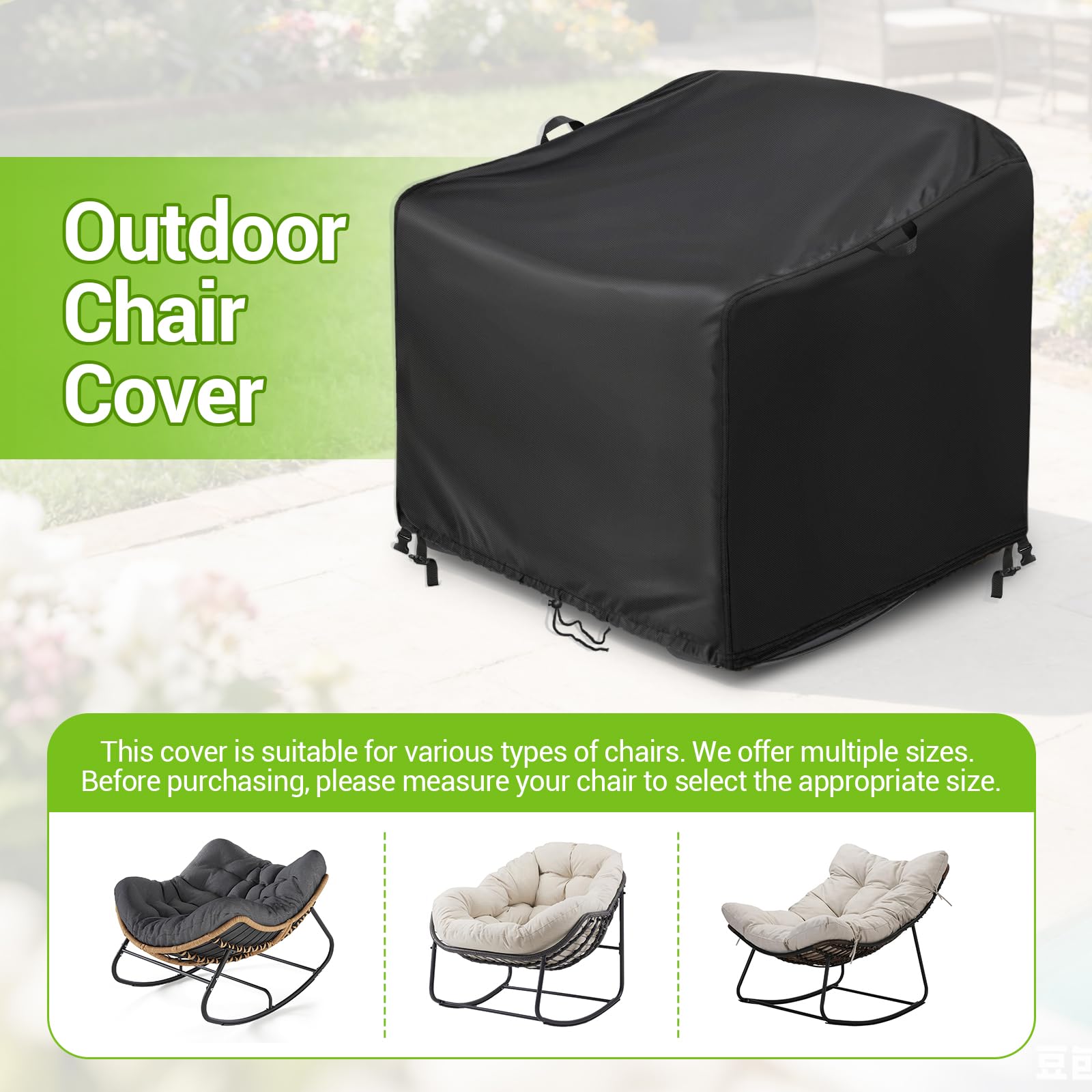 Kasla cover fully installed on a black egg chair protecting cushions