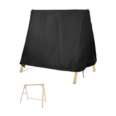 Kasla front view of full cover protecting a patio swing, keeps swing dry
