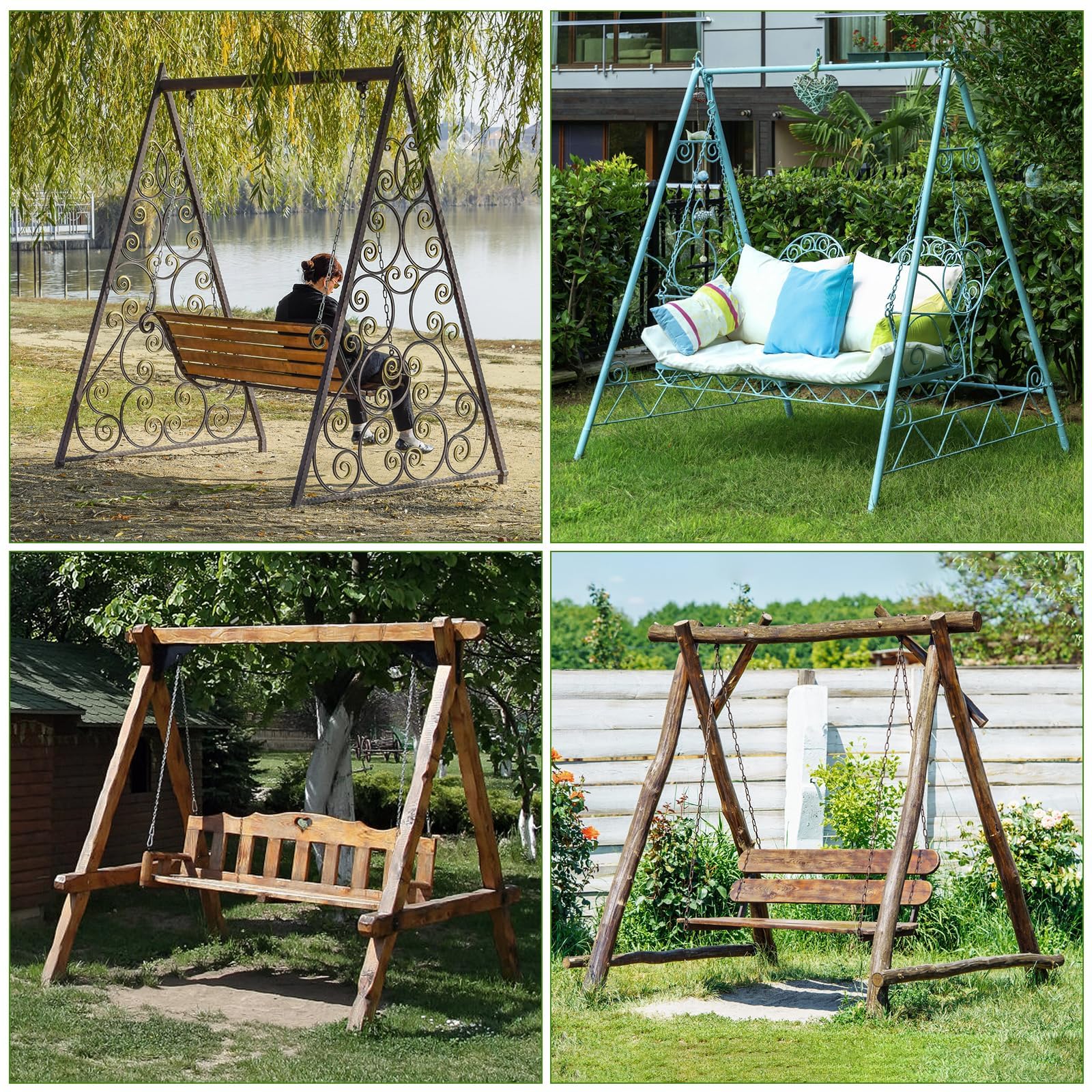 Kasla scale comparison showing cover dimensions on two-seat swing for correct fit