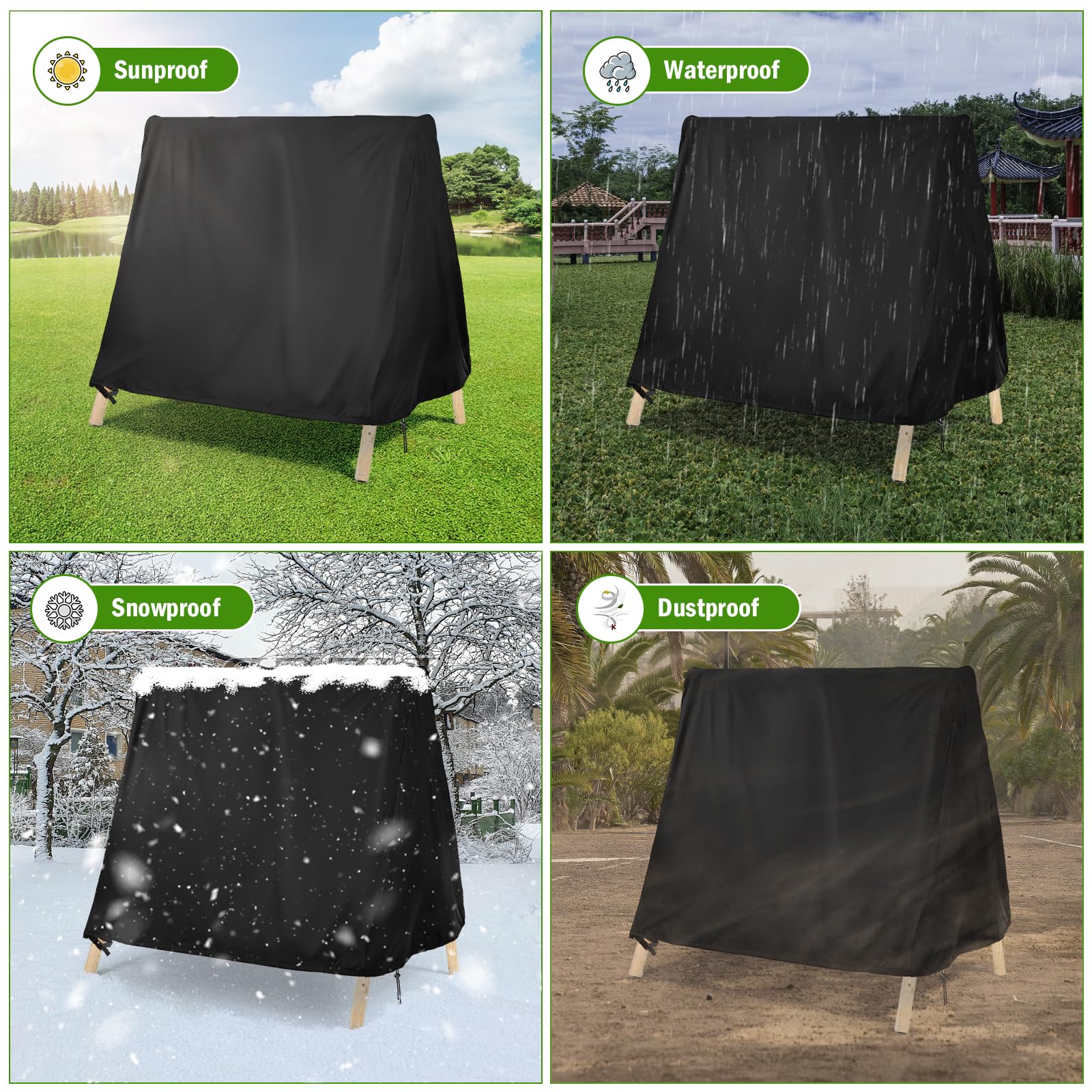 Kasla side profile showing how cover fits height and width of swing