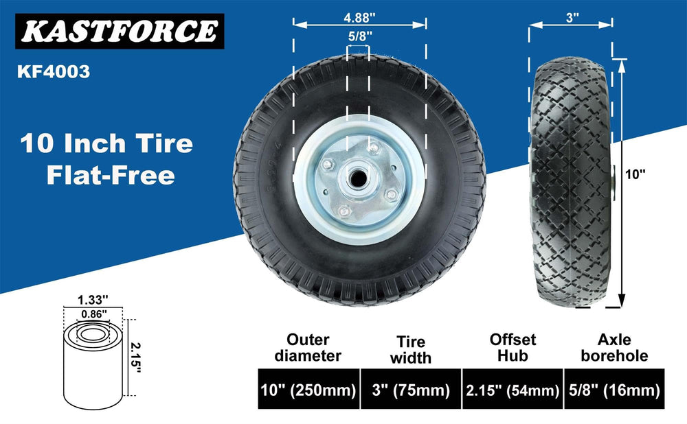 KASTFORCE wheel installed on wheelbarrow demonstrating stable hauling performance