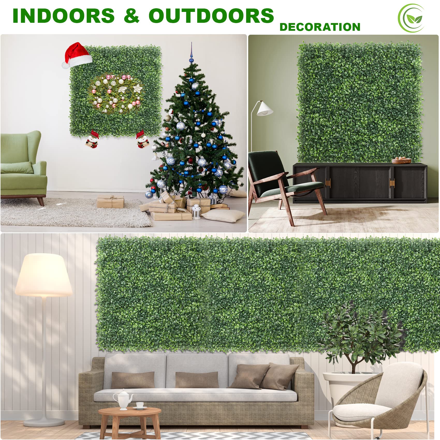 KASZOO panels styled on a patio adding evergreen ambiance and comfort