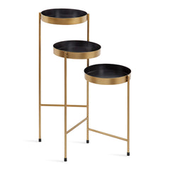 Kate and Laurel Finn front view showing black frame and gold trays for stylish display